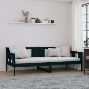 Bente Solid Pinewood Single Day Bed In Black