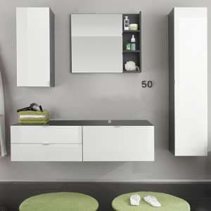 Bento Bathroom Furniture Set 1 In Grey With Gloss White Fronts