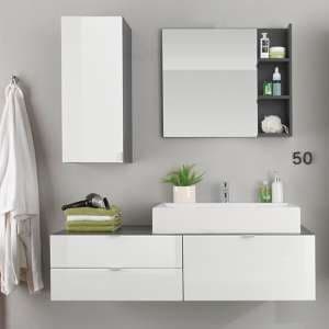 Bento Bathroom Furniture Set 2 In Grey With Gloss White Fronts