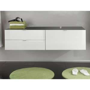 Bento Wall Hung Vanity Unit In Grey With Gloss White Fronts