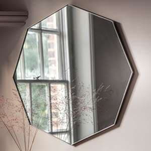 Benton Octagon Wall Mirror With Silver Metal Frame - UK