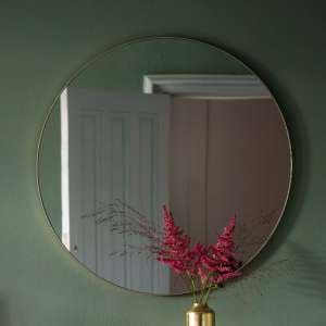 Benton Round Wall Mirror With Champagne Metal Frame - UK