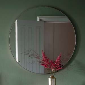 Benton Round Wall Mirror With Silver Metal Frame - UK