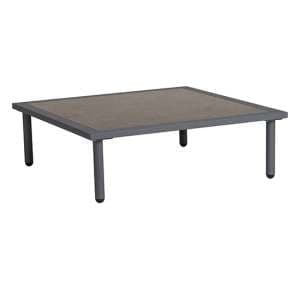 Beox Outdoor Flint Pebble Wooden Top Side Table In Grey - UK