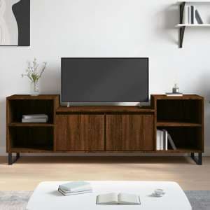 Bergen Wooden TV Stand With 2 Doors 2 Shelves In Brown Oak - UK