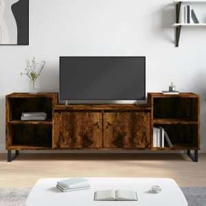 Bergen Wooden TV Stand With 2 Doors 2 Shelves In Smoked Oak - UK