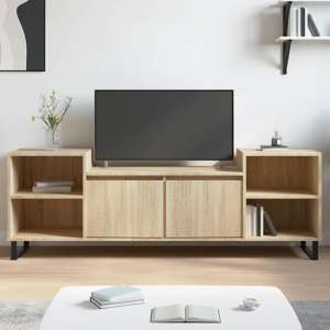 Bergen Wooden TV Stand With 2 Doors 2 Shelves In Sonoma Oak - UK
