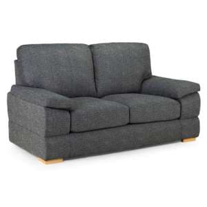Berla Fabric 2 Seater Sofa With Wooden Legs In Slate - UK