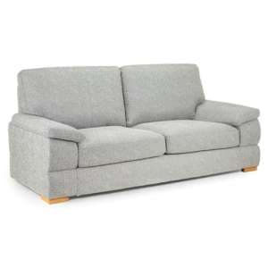 Berla Fabric 3 Seater Sofa With Wooden Legs In Silver - UK