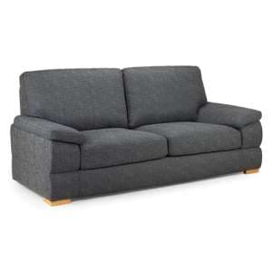 Berla Fabric 3 Seater Sofa With Wooden Legs In Slate - UK
