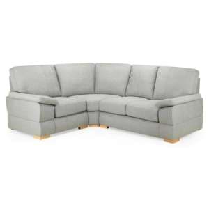 Berla Fabric Corner Sofa Left Hand With Wooden Legs In Silver - UK
