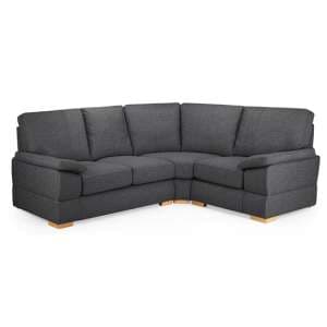 Berla Fabric Corner Sofa Right Hand In Slate With Wooden Legs