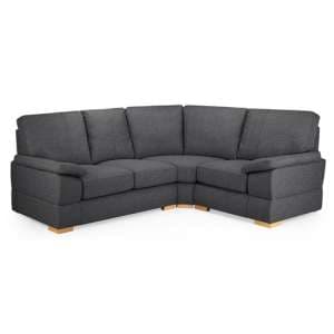 Berla Fabric Corner Sofa Right Hand With Wooden Legs In Slate - UK