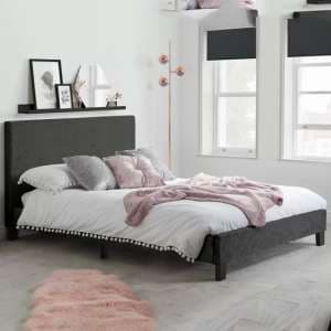 Berlins Fabric Double Bed In Black Crushed Velvet - UK