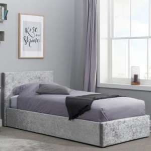 Berlins Fabric Ottoman Single Bed In Steel Crushed Velvet - UK