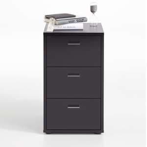 Berny Wooden Bedside Cabinet With 3 Drawers In Black - UK