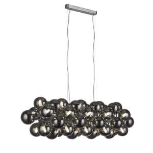 Berry 25 Lights Smoked Glass Ceiling Pendant Light In Chrome - UK
