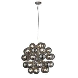 Berry 27 Lights Smoked Glass Ceiling Pendant Light In Chrome - UK