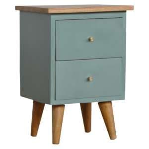 Berth Wooden Bedside Cabinet In Green Hand Painted And Oak - UK