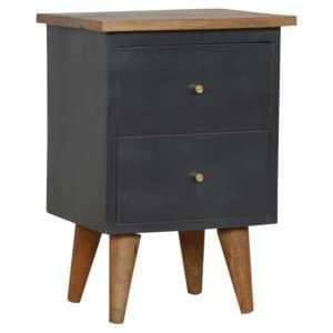 Berth Wooden Bedside Cabinet In Midnight Blue Painted And Oak - UK