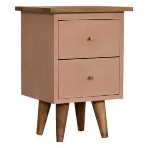 Berth Wooden Bedside Cabinet In Pink Painted And Oak - UK