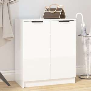 Betsi High Gloss Shoe Storage Cabinet With 2 Doors In White