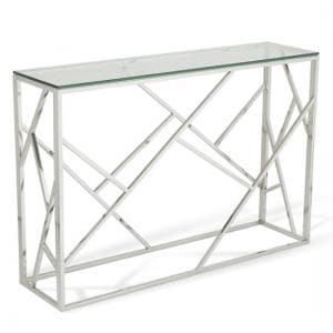 Betty Glass Console Table With Polished Stainless Steel Base