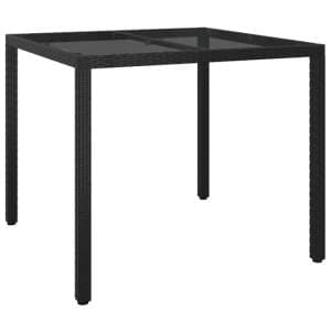 Bexter Glass Top Garden Dining Table Square In Black - UK