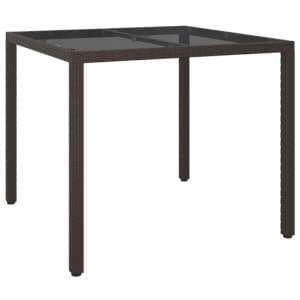 Bexter Glass Top Garden Dining Table Square In Brown - UK