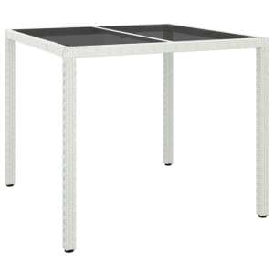 Bexter Glass Top Garden Dining Table Square In White - UK