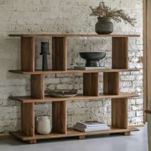 Beziers Acacia Wood Open Display Shelving Unit In Natural - UK
