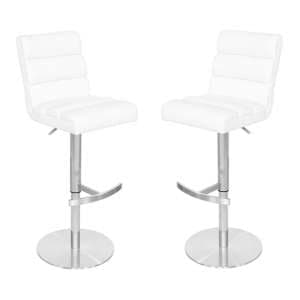 Bianca White Leather Bar Stool In Pair