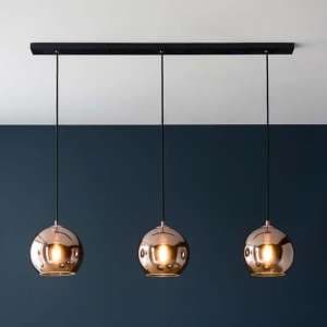 Biella Copper Shades 3 Lights Ceiling Pendant Light In Black - UK