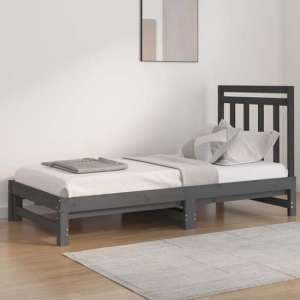 Biella Solid Pine Wood Pull-Out Day Bed In Grey - UK