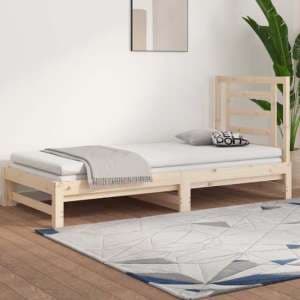 Biella Solid Pine Wood Pull-Out Day Bed In Natural - UK