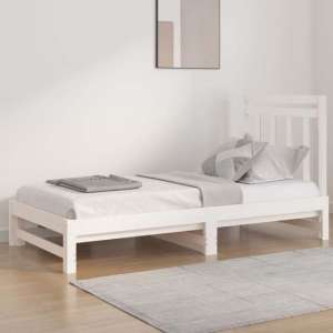 Biella Solid Pine Wood Pull-Out Day Bed In White - UK