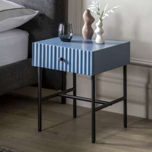 Bienne Wooden Bedside Cabinet With 1 Drawer In Blue - UK