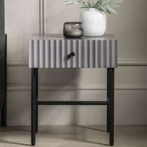 Bienne Wooden Bedside Cabinet With 1 Drawer In Grey - UK