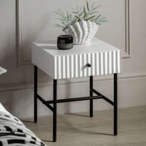 Bienne Wooden Bedside Cabinet With 1 Drawer In White - UK