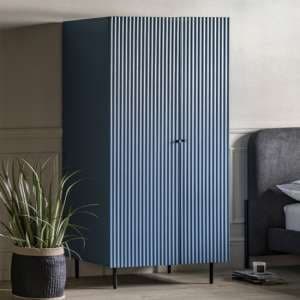Bienne Wooden Wardrobe With 2 Doors In Blue - UK