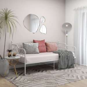 Bijan Metal Frame Single Sofa Bed In White - UK