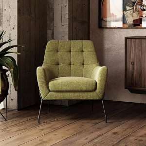 Biloxi Chenille Fabric Bedroom Chair In Green - UK