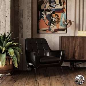 Biloxi Faux Leather Bedroom Chair In Black - UK