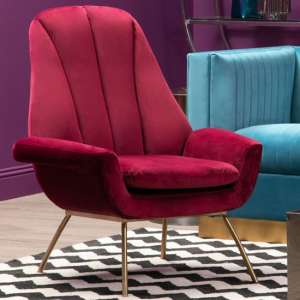Biltun Upholstered Velvet Bedroom Chair In Red - UK