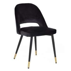 Biretta Velvet Dining Chair With Metal Frame In Black