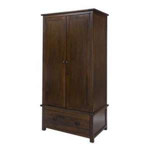 Birtley Two Doors Wardrobe In Dark Tinted Lacquer With 1 Drawer - UK