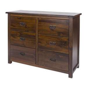 Birtley Wide Chest Of Drawers In Dark Tinted Lacquer Finish - UK