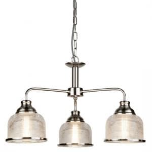 Bistro II 3 Light Pendant In Satin Silver And Halophane Glass