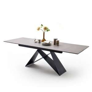 Blaine Glass Extendable Dining Table In Light Grey