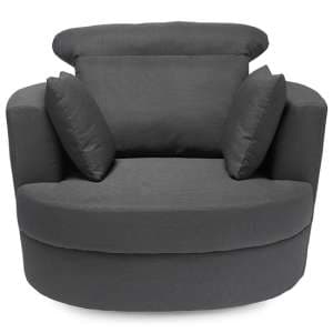 Blaise Large Snug Swivel Fabric Tub Chair In Grey